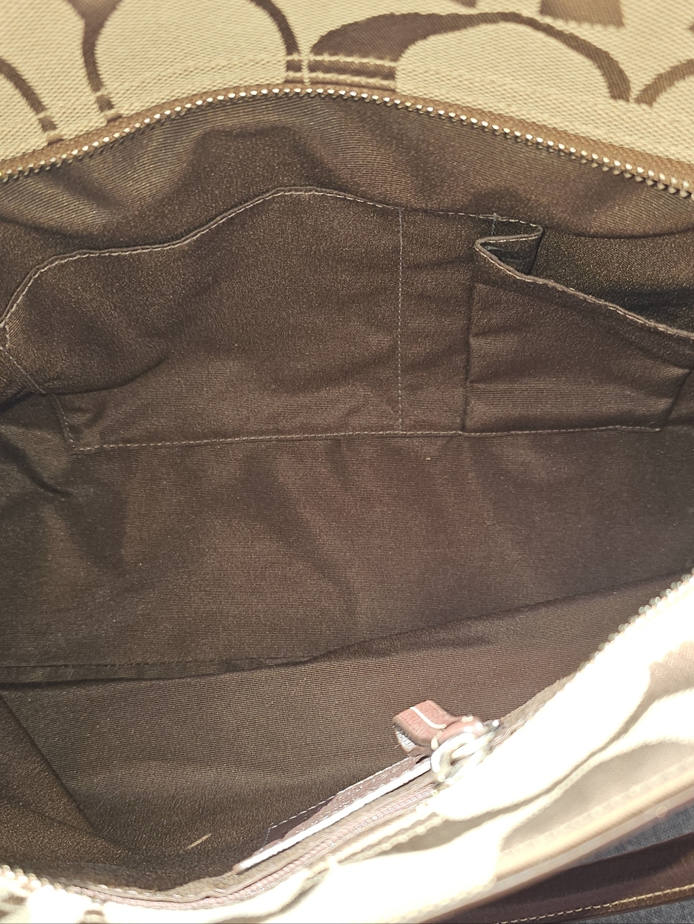 Coach Hamptons Signature Stripe Leopard Satchel | Brown Canvas Leather Horsebit - Picture 9 of 10